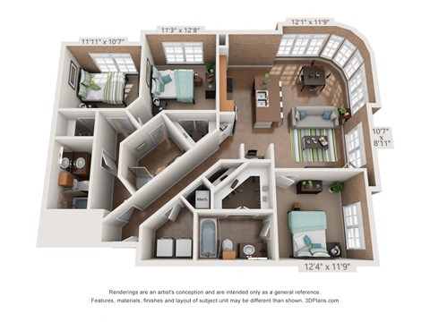 C2A Floor Plan at The Foundry, South Bend, IN